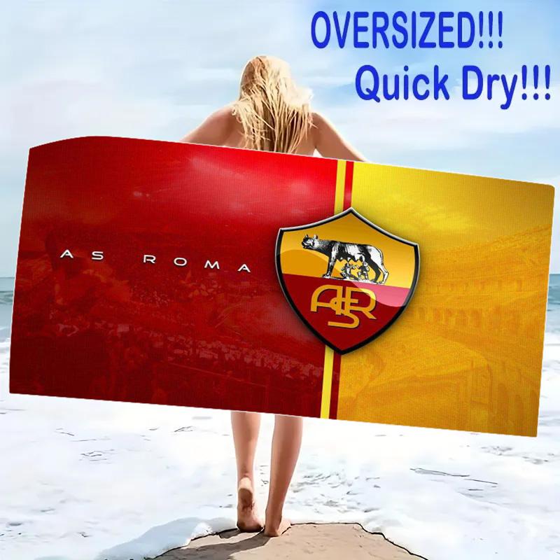 Пляжное полотенце с принтом AS Roma, Большое мягкое быстросохнущее полотенце для пляжа, кемпинга, плавания