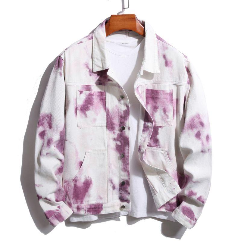 Мужская джинсовая куртка с принтом, осенне-зимняя куртка с разноцветным принтом, мужская одежда