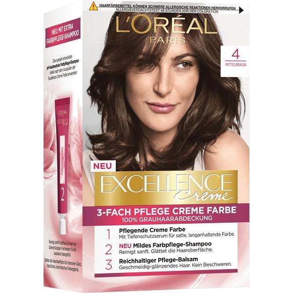 L'Oreal Excellence Hair Dye 4 Middle Brown 1st