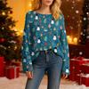 Women's Fashionable Oversized Knitwear Long-Sleeved Christmas Print Top