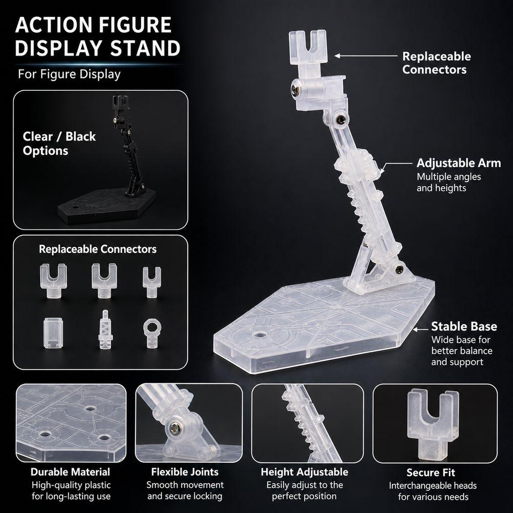 Plastic Action Figure Stand Adjustable Arm Display Support Base Figure Display Stand Model Display