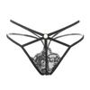 Transparent Sexy Pearl Flower Women Cross Belt Briefs Lace G-String Women's Thong T Panties