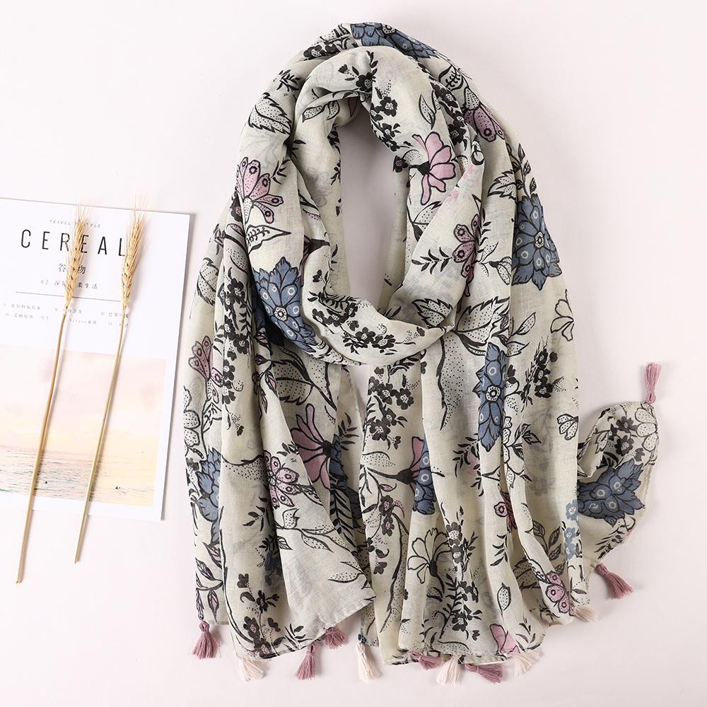 New Fashion Summer Women Scarf Bohemia Flower Beach Hijab Shawls and Wraps Female Foulard Echarpe Designer Pashmina Bandana