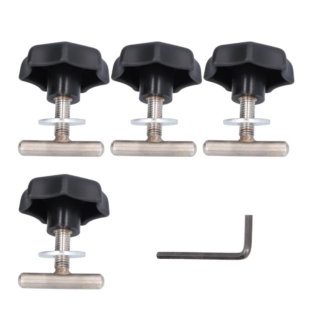 4PCS 50mm / 1.97in Locking Rail Mounting Screws Metal T Shaft ABS Black Knob Head T Bolts Locking Rail Bolts Seat Rail Fixing