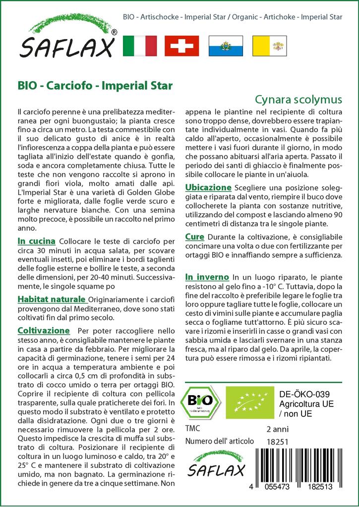 SAFLAX Garden in the Bag - Органический - Артишок - Imperial Star - 5 семян - С субстратом в подходящем пакете - Cynara scolymus