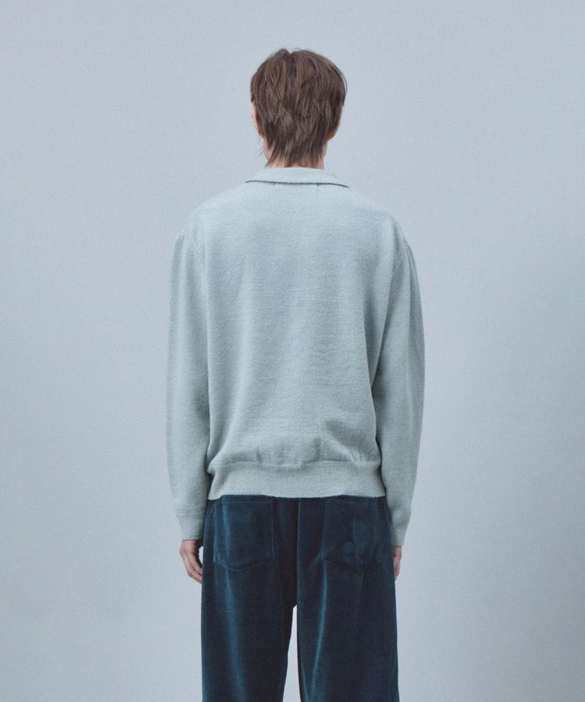 REST&RECREATION Wool Polo Knit Top - Light Gray