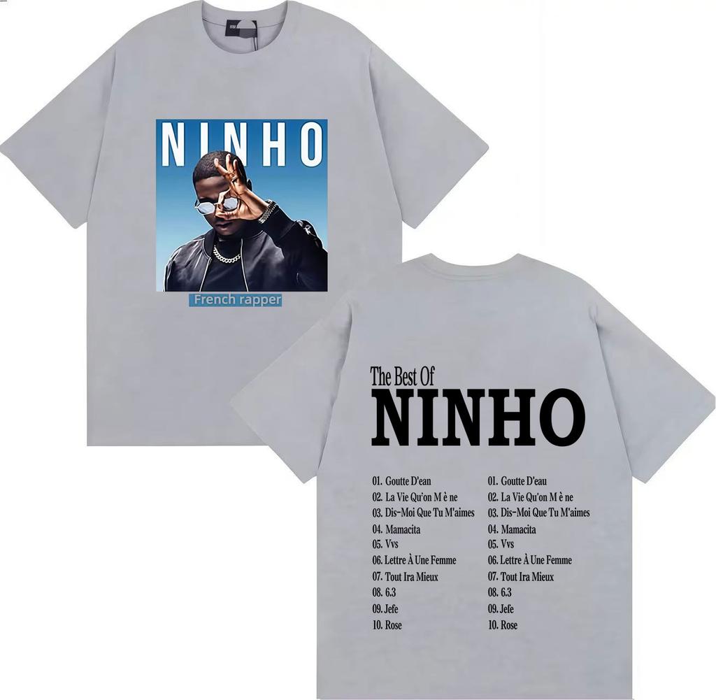 Французский Поп-рэпер Ninho Готическая Графика Высококачественная Футболка Оверсайз Повседневная Хлопковая Футболка Мужская Женская Хип-Хоп Футболки Streetwear
