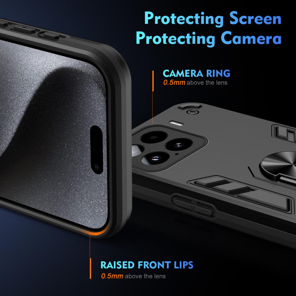 Чехол военного класса для Xiaomi 17T 15T Pro Mi 15 5G Защитная крышка Ударопрочный Держатель-кольцо Подставка Fundas Coque