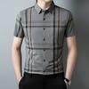 Летняя новая рубашка с коротким рукавом в клетку для мужчин в деловом стиле с лацканами
