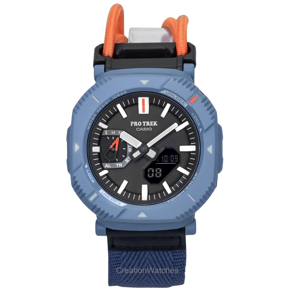 Casio Pro Trek Hiker Line аналоговые цифровые мобильные часы с ремешком из ткани, серый циферблат, прочные солнечные часы PRJ-B001B-2 100M мужские часы