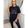 Black Oversized T Shirt With I Cant Relate To Desperation Text And Lip Print For Casual Wear