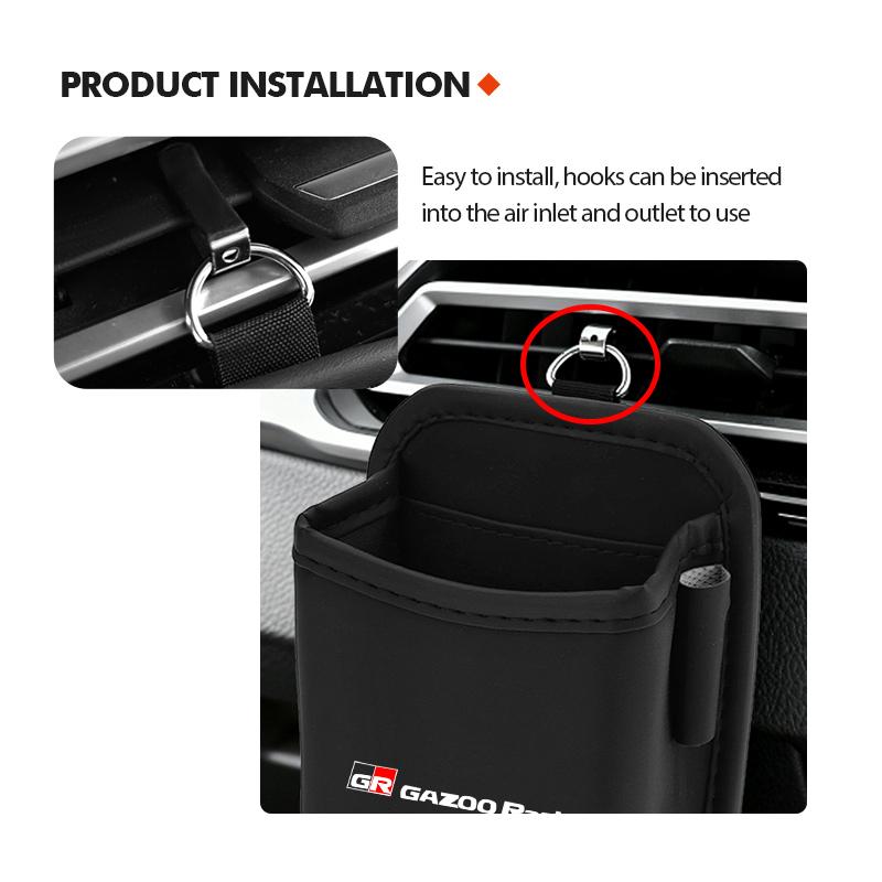 For S6 Car Air Outlet Storage Box Hanging Phone Lipstick Lighter Organizer Bag Holder Crown Land Cruiser RAV4 Camry Yaris JH6