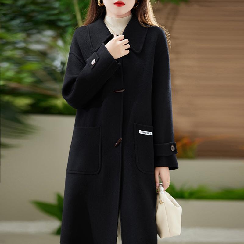 Женское пальто из 100% шерсти TIDENOVEL Осеннее шерстяное длинное пальто Ручной работы Пальто-бушлат Зимняя теплая шерстяная длинная куртка Пальто