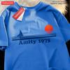 Amity 1975 The Sailboat Of Hope Mens Street Clothing Breathable Oversized T-Shirts Brand Tops Cotton Casual T Shirt Couple