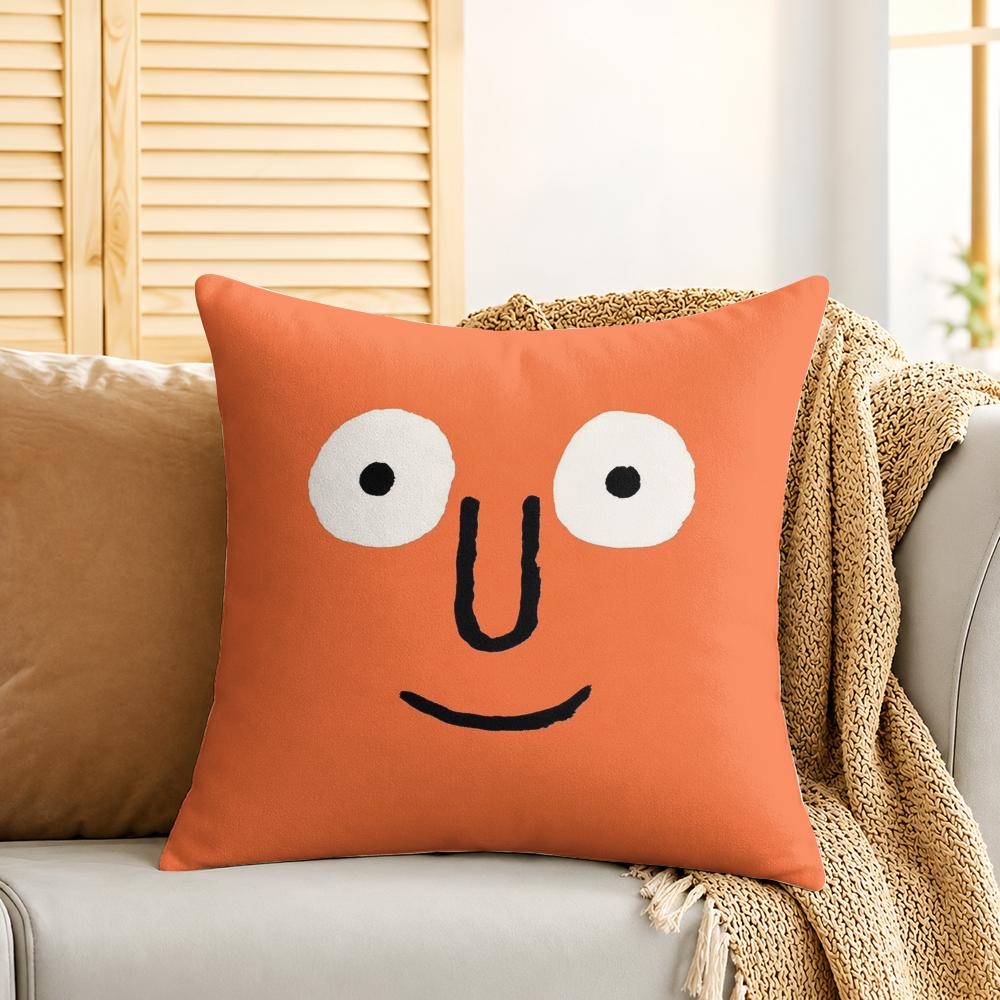 Aesthetic Art JJean Jullien Cushion Cover Silky Short Plush Invisible Zipper Dustproof Sofa Pillow Case For Home Decor