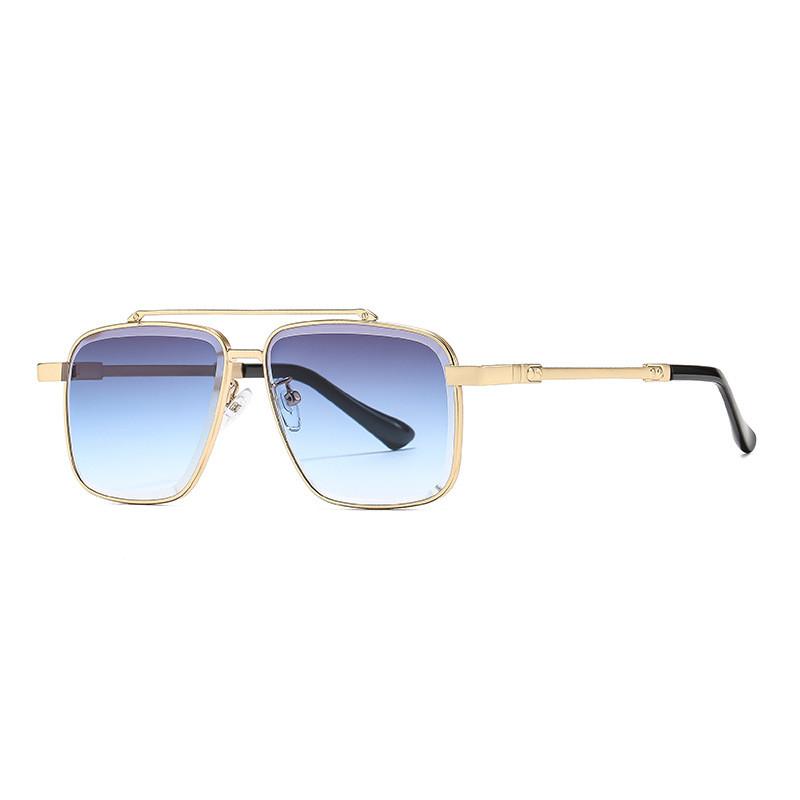 Mens Classic Square Metal Sunglasses With Gray Lenses For Outdoor Activities And Parties