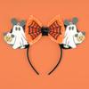 Mickey Minnie Halloween Headband Ghost Glitter Bow Paired Spider Web Pattern Women Holiday Party Decoration Perfect Gifts