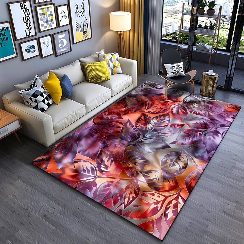 Colorful Gradient Leaf Pattern Carpet for Living Room or Bedroom Decor Suitable for use as an anti-slip for living room bedroom sofas