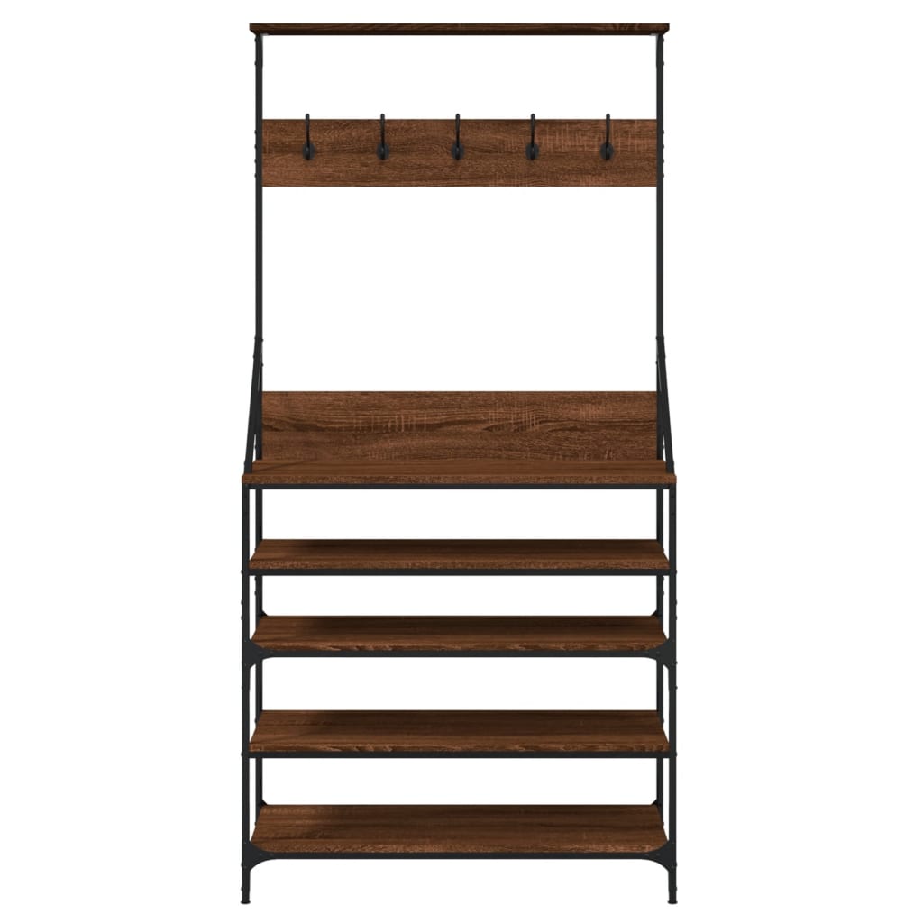 Clothing Rack with Shoe Shelf Brown Oak Effect 90 x 34 x 184 cm