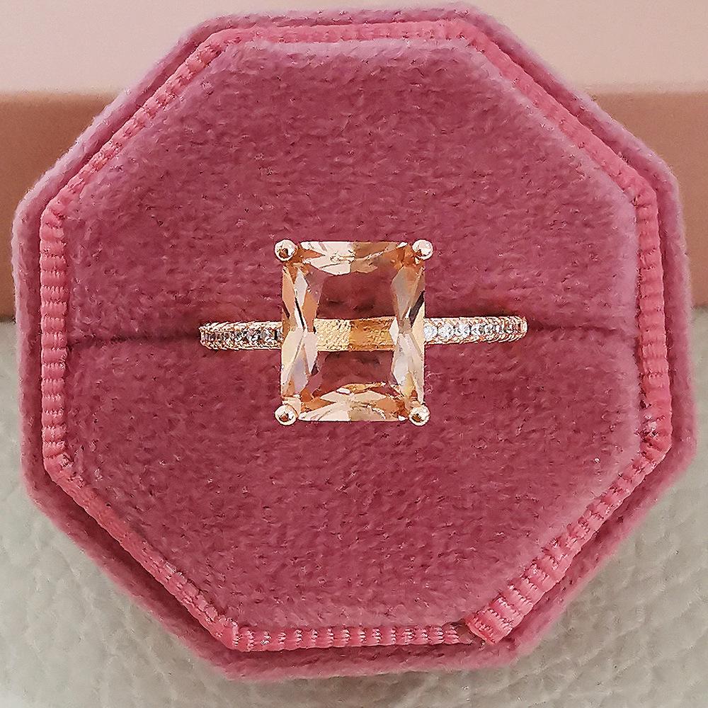 European and American Rose Gold Micro-Paved Engagement Ring Set - R5026