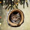 2D Кошка Украшение Подвесное Акриловая Кошка в Дупле Дерева Украшение Елочная Игрушка для Любителя Кошек Подарок Праздничный Декор