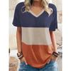 Fashion Women's T-shirt Simple V-neck Short Sleeve Stripe Print T Shirt For Ladies Harajuku Loose Clothing Female Pullover Tops
