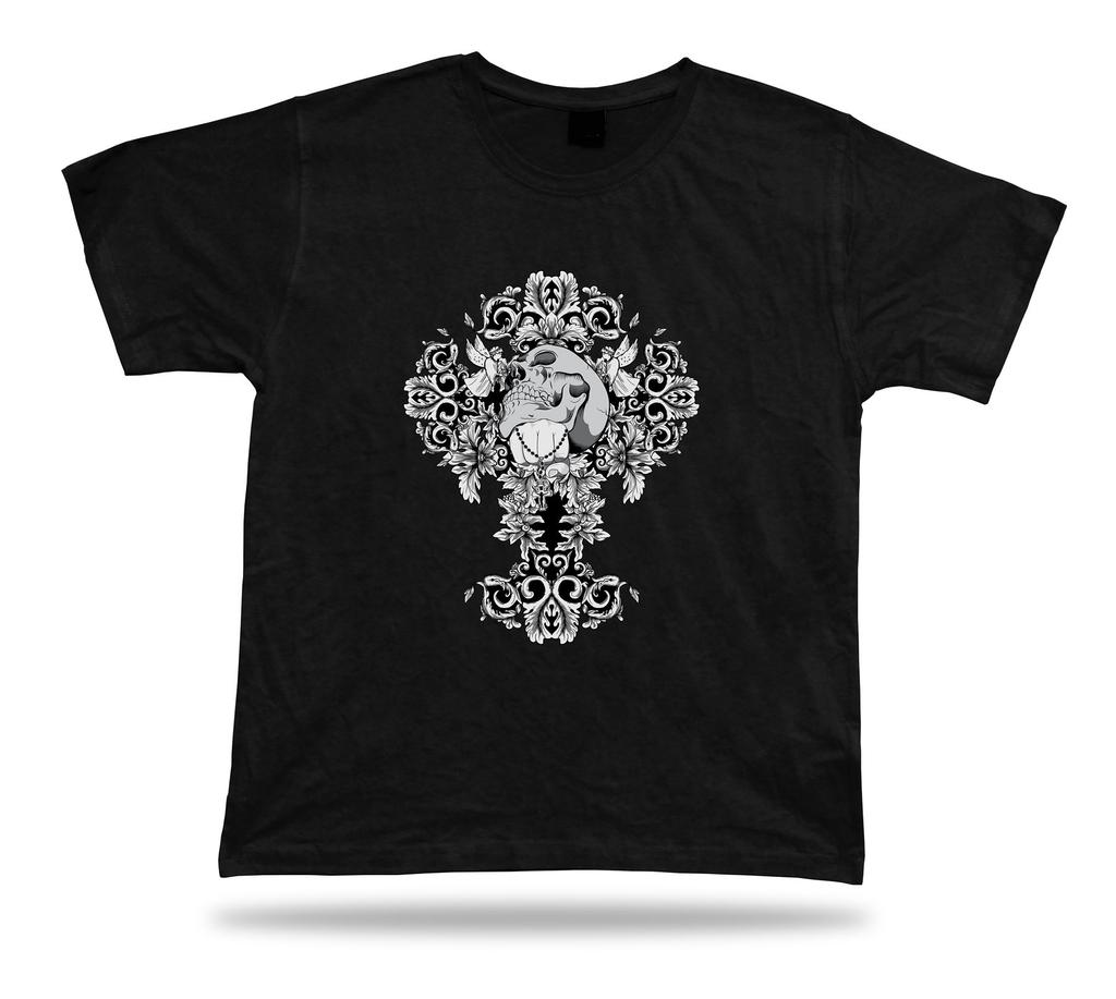 Belief Rosary Floral Skeleton Skull Vector Cool T‑Shirt