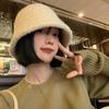 Bucket Fluffy Lambswool Hat For Women Beige Warm And Cozy Winter Hat Fashionable Stylish And