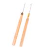 2Pcs Wooden Handle Hook Needle Lace Wig Making Knitting Micro Ring Loop Hair Extension Weaving Crochet Hook Needle Tools