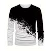 Spring Autumn Grandient Print Men Clothes Fashion Long Sleeve Round Neck Casual T Shirt Men Sport 3D Digital Print Street Style Sport Tops