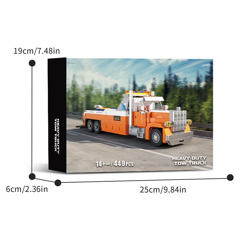 Технический Город 449 деталей Модель Тяжелого Эвакуатора Набор Строительных Блоков Грузовик-Прицеп для Шоссе MOC Автомобильные Игрушки Для Детей Мальчиков Подарки