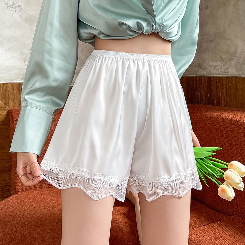 Женские летние шорты-безопасности из ледяного шелка с кружевом и брюки-базовый слой