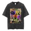 Vintage Washed Anime Jojo Bizarre Adventure T-shirt Giorno Giovanna Manga Graphic T-shirts Men's Clothing Cotton Casual T shirts