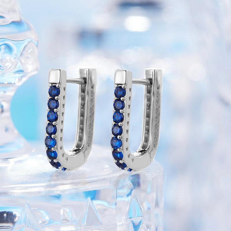 BAMOER 925 Sterling Silver Classic U-shaped Ear Buckles Earrings for Female Shining Zircon Earrings Fine Jewelry Gift