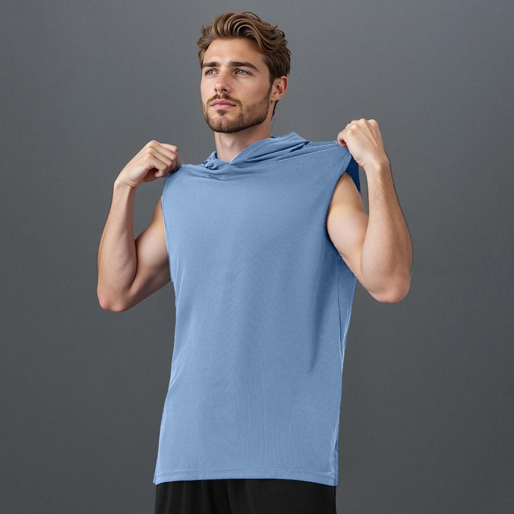 Мужская майка, плотный жилет с капюшоном, повседневная футболка без рукавов