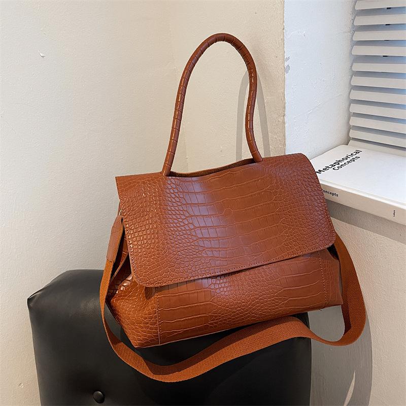 Yogodlns Зимняя женская сумка через плечо с узором аллигатора с клапаном из искусственной кожи, винтажная сумка через плечо большой емкости