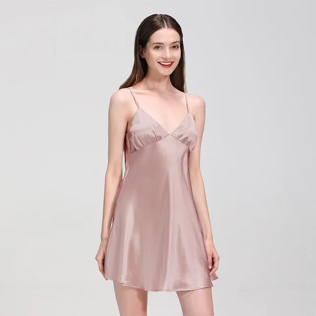 Женская шелковая пижама, ночная рубашка, короткая, женская домашняя одежда, летняя пижама, пижама из чистого шелка