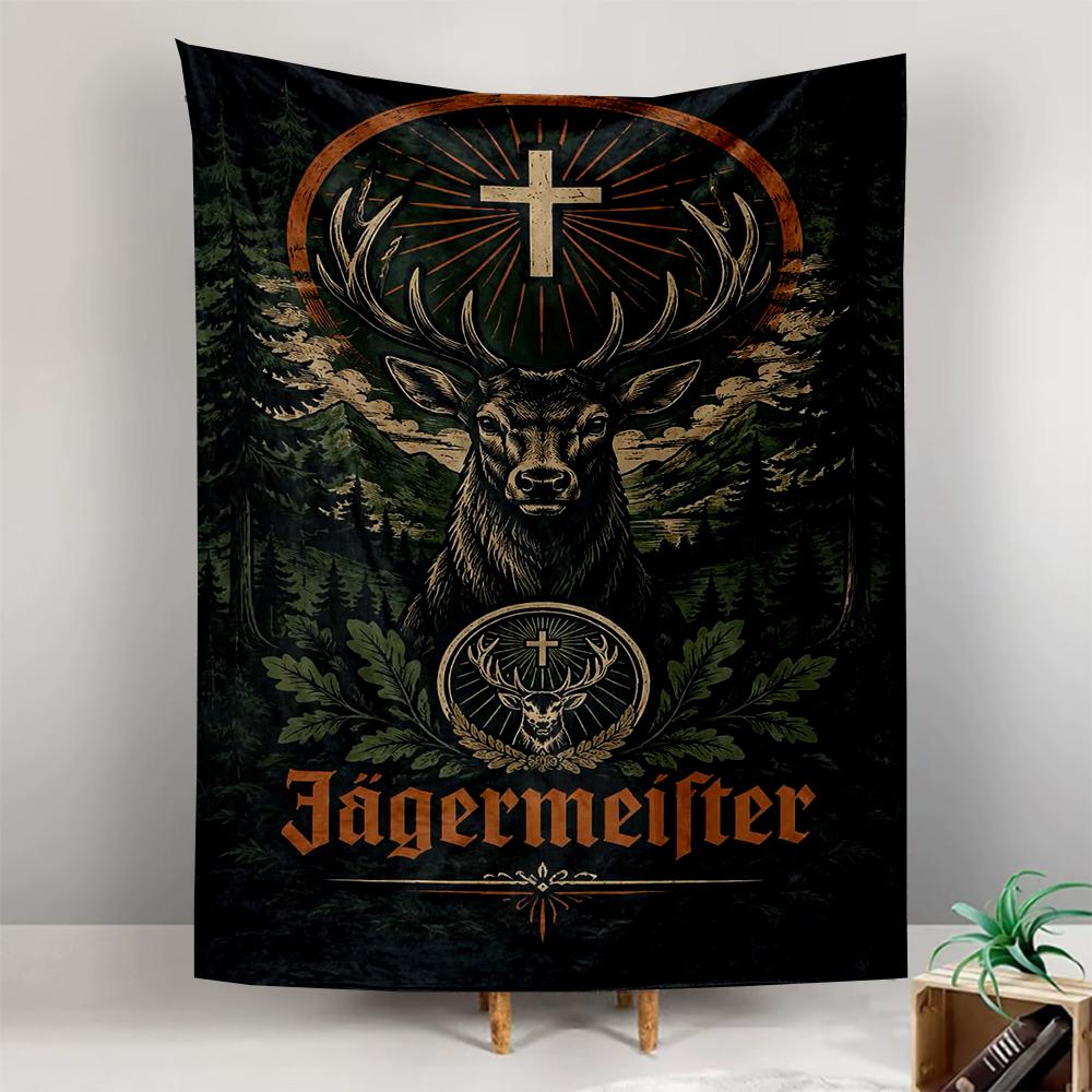 Jagermeister Deer Cross Forest Vintage Bar Wall Hanging Tapestry for Bedroom Wall Decor