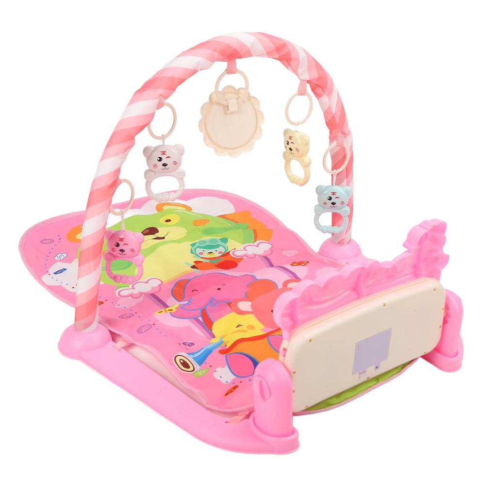Toddler Infants Pink Cartoon Hot Air Balloon Animal Pattern Musical Light Gym Mat Baby Kick Piano