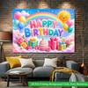 2D Flat Backdrop1pc Happy Birthday Backdrop Banner Polyester Wall Decor For Living Room Bedroom Office Outdoor Decor Party Holiday Gift