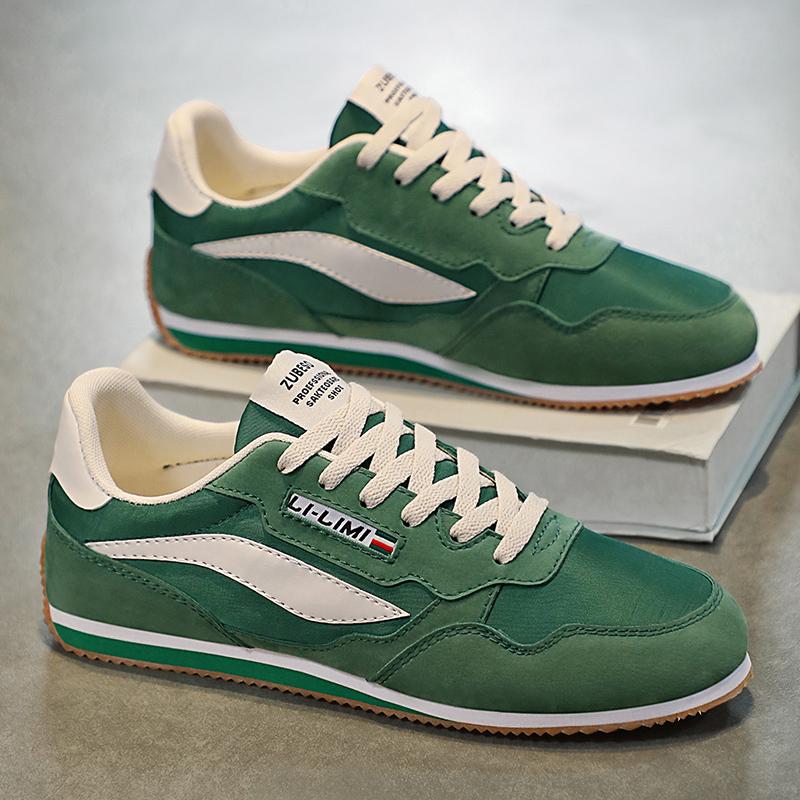 Leather Sports Shoes Men'S Casual Breathable Knot Shoes Vintage Sneakers Men'S Flat Shoes Comfortable All Season Shoes