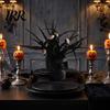 Spooky Skull Figurine Figurine, Black Red Rose Creepy Eyeballs Skeleton Halloween Lightweight Decoration Table Centerpiece for Tabletop, Desk, Mantel,