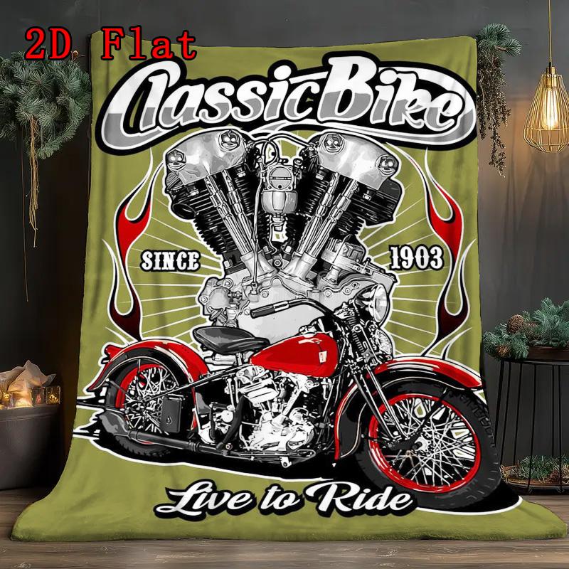 Classic Bicycle 2D Flat Pattern Flannel Blanket High quality All Seasons Warmth and Comfort Perfect for Christmas Gifts.MMT0918325