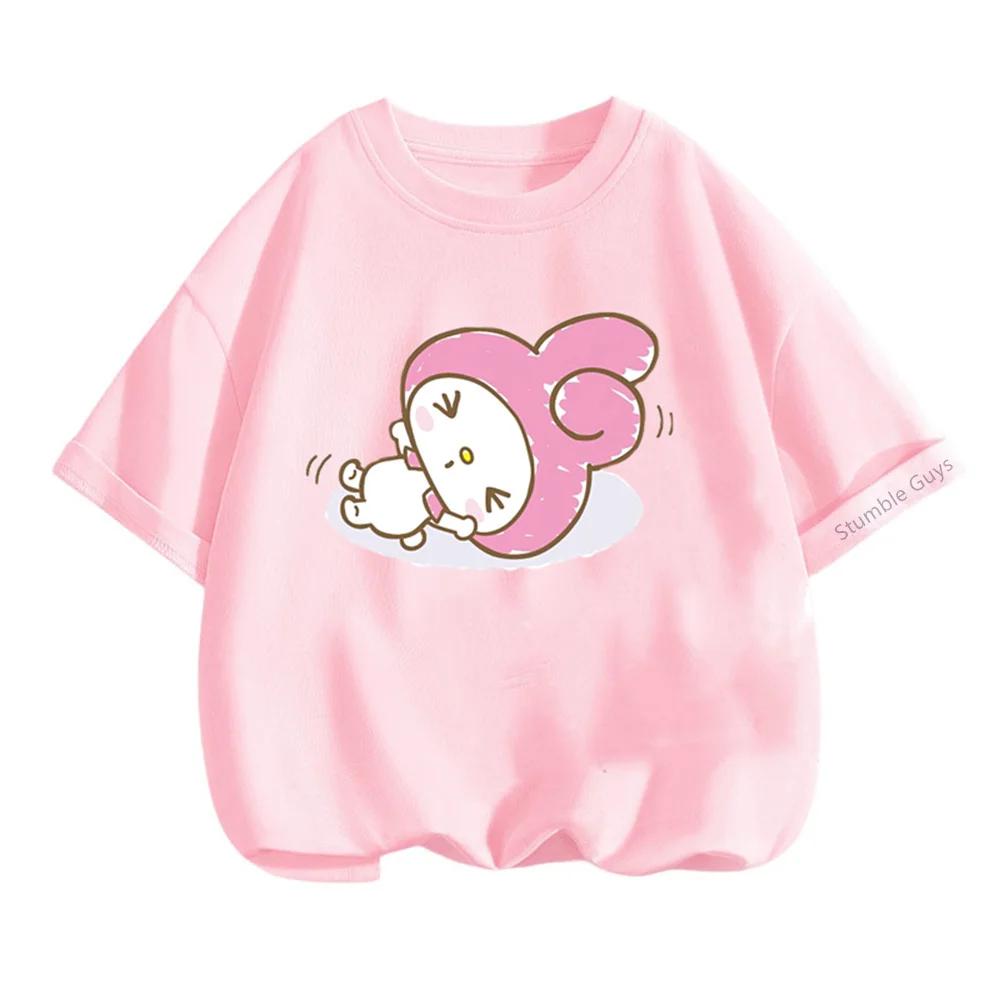 Kawaii My Melody Sanrio Short Sleeve T-shirt 3-14Y Kids Summer Casual Tops Boys Clothes Girls