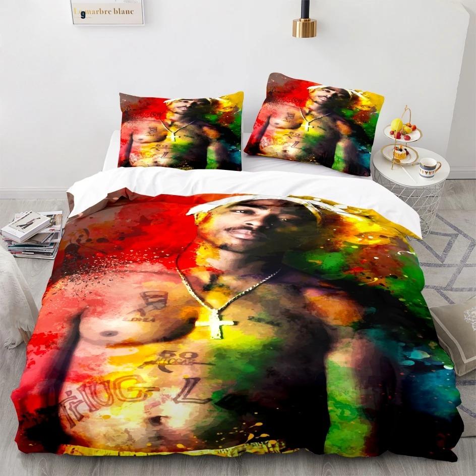 Новый комплект постельного белья Tupac 2 Pac Односпальный Twin Full Queen King Size Tupac 2 Pac Комплект для кровати Взрослые Мальчики Кавайные Комплекты с пододеяльником 3D
