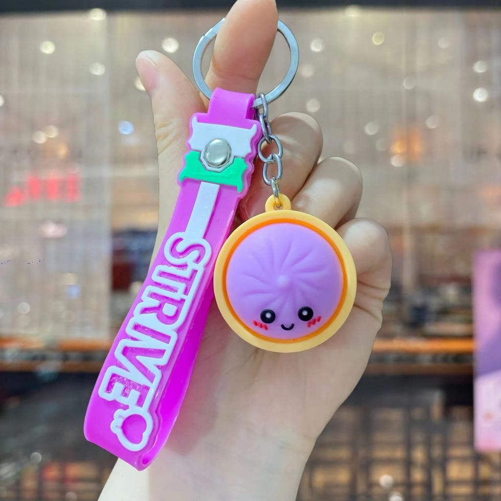 New Cute Creative Bun Keychain Pendant Simulation Chinese Cuisine Xiao Long Bao Pendant Schoolbag Pendant Car Keychain