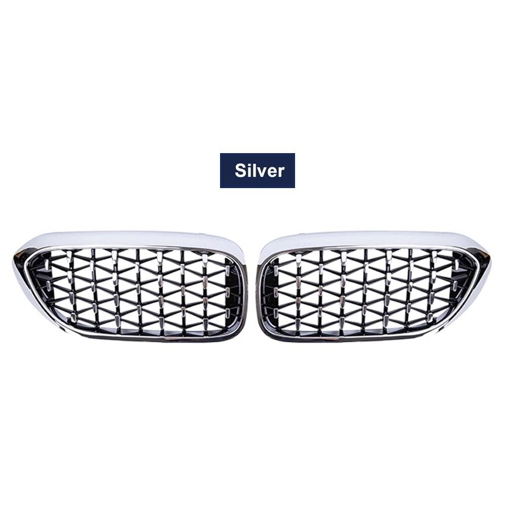2PCS Car Racing Grill Meteor Diamond Star Style Front Kidney Grille Bumper For BMW 5 Series G30 G31 G38 520i 530i 540i 2018
