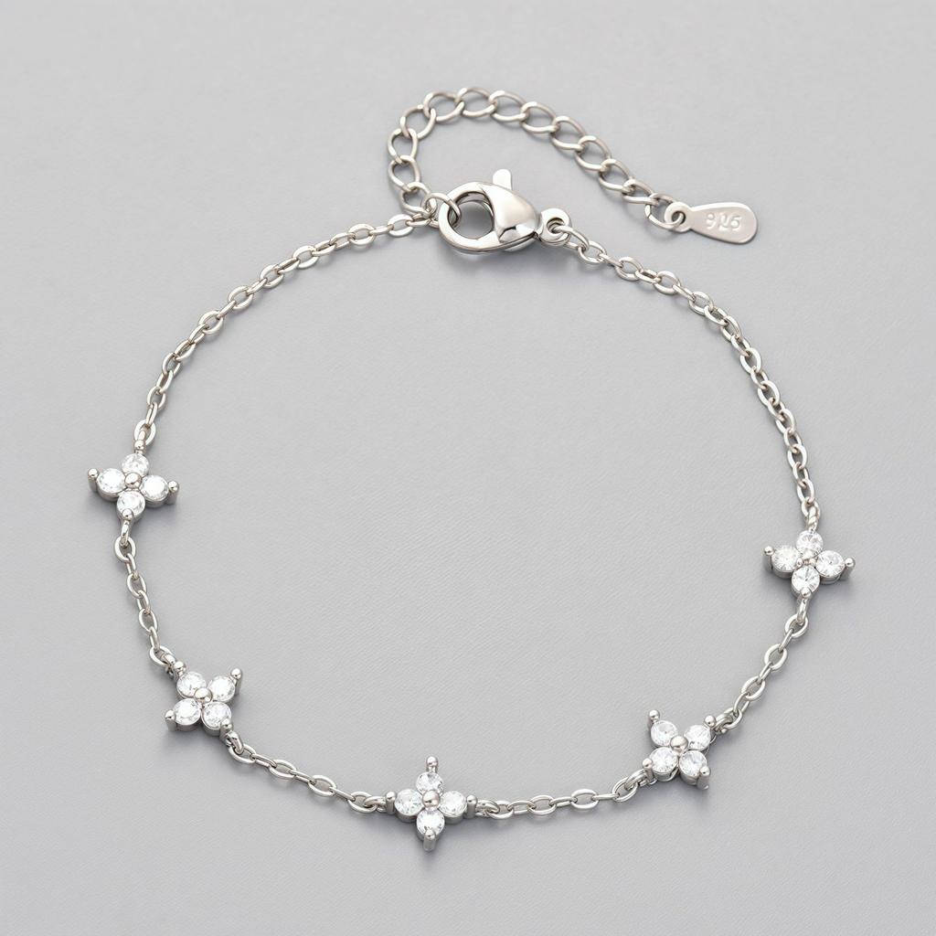 Sparking Double Layer Bracelets for Women Girls Vintage 925 Sterling Copper Small Beads Chain Bracelet Daily Wear Zircon Gifts