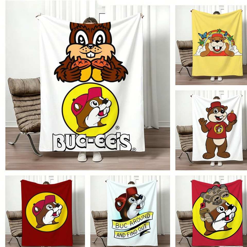 Western Texas B-Buc ee Beaver Throw Lightweight 240g Flannel Blanket Soft Skin-friendly for Summer Cooling