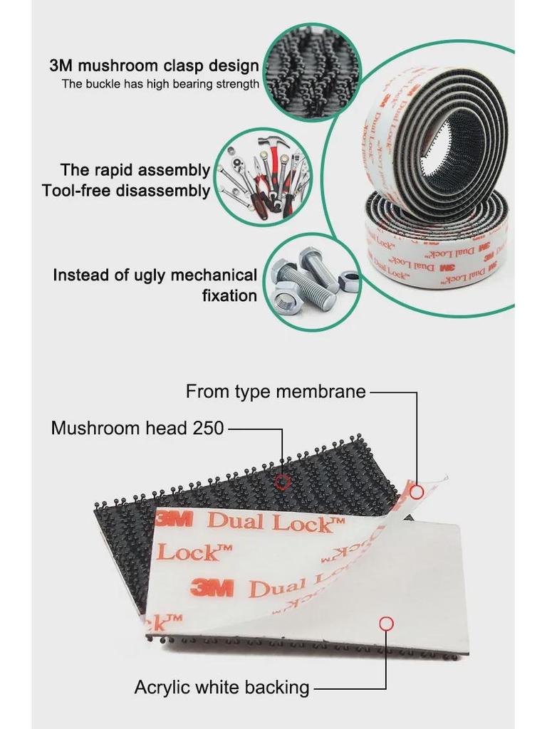 3M SJ3551 Velcro Mushroom Head Buckle Adhesive Light-Proof Pad